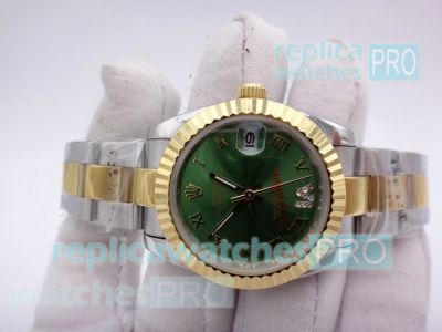 Best Replica Rolex Datejust Green Dial 2-Tone Strap Watch